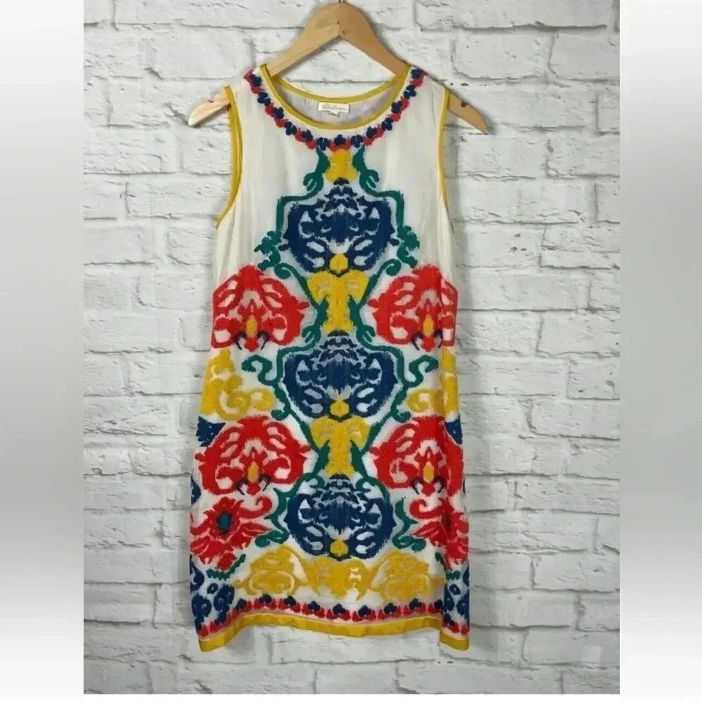 Shoshanna silk embroider shift dress 2
